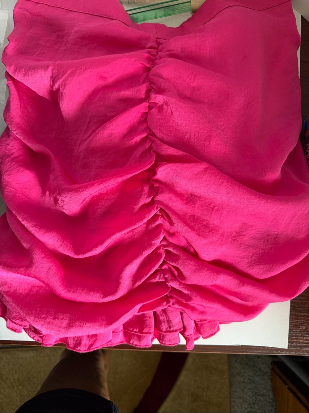 Pink Ruffled Ruched Mini Skirt - Picture 4 of 5